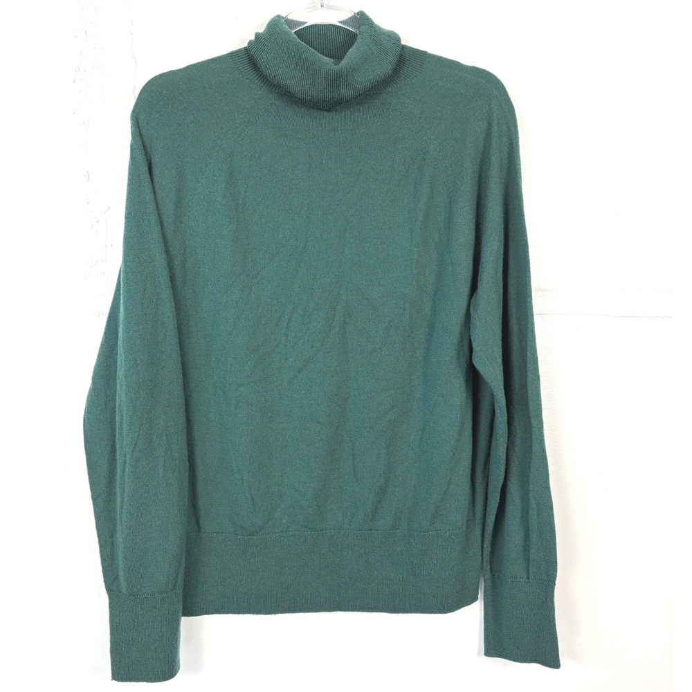 Banana Republic 100% Merino Wool Turtleneck Sweater Green XL Raglan Fall Classic